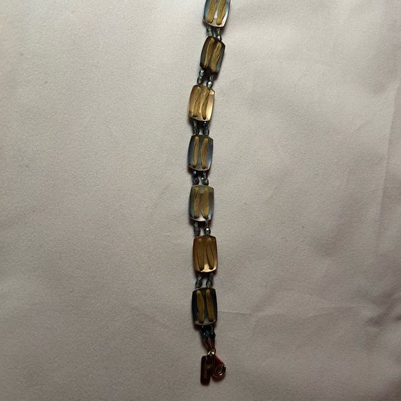 Holly Yashi Vintage Blue And Gold Tone Bracelet 7” - Picture 3 of 3